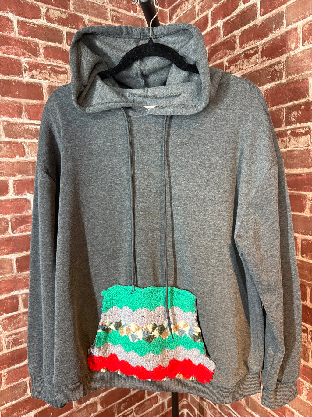 Afghan Pocket Hoodie Gray- Large