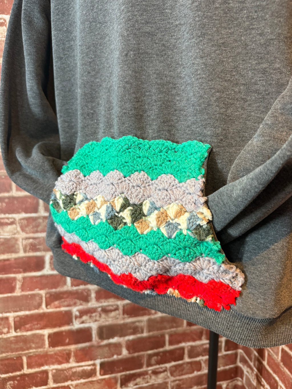 Afghan Pocket Hoodie Gray- Large