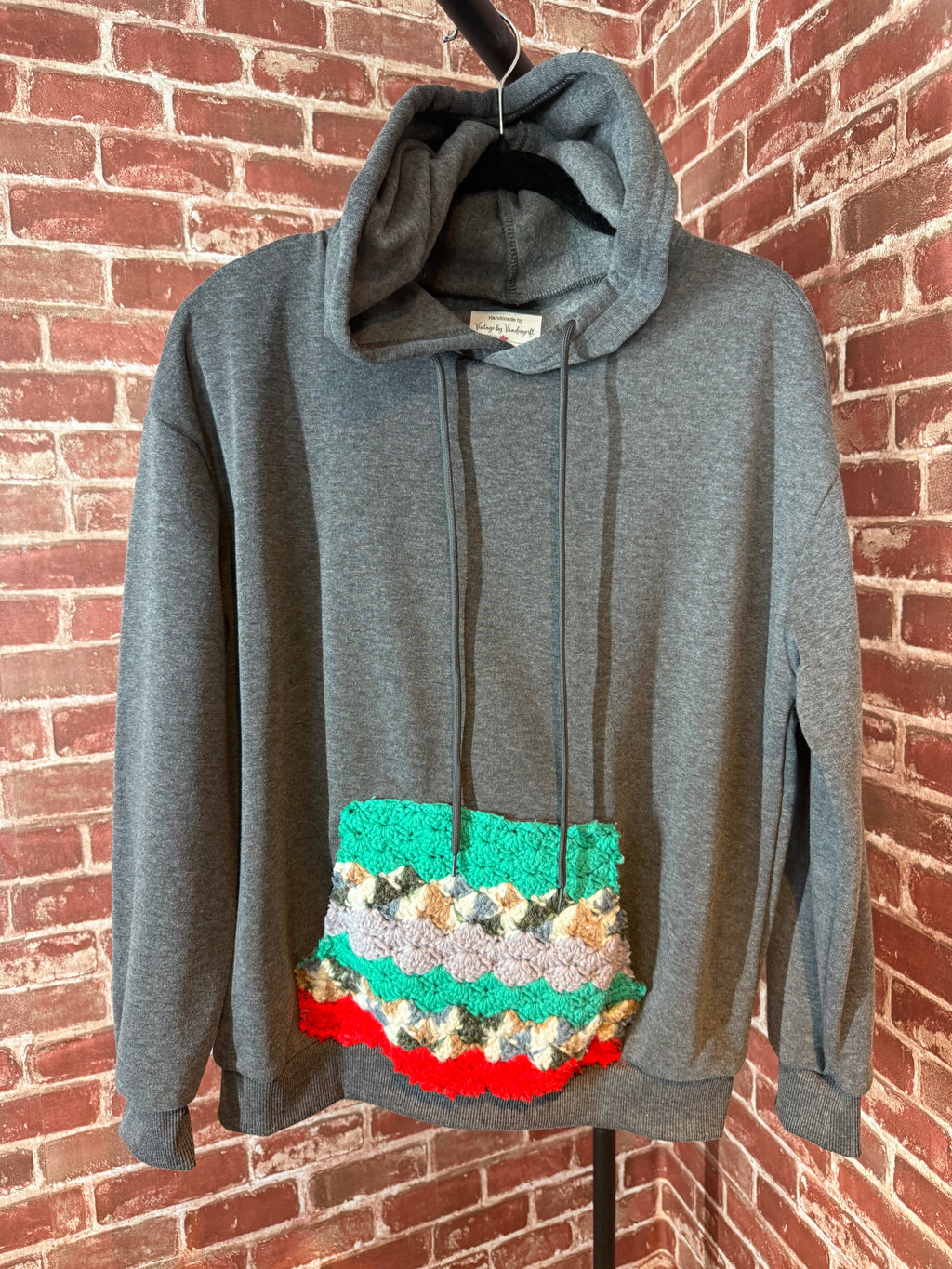 Afghan Pocket Hoodie Gray- Small