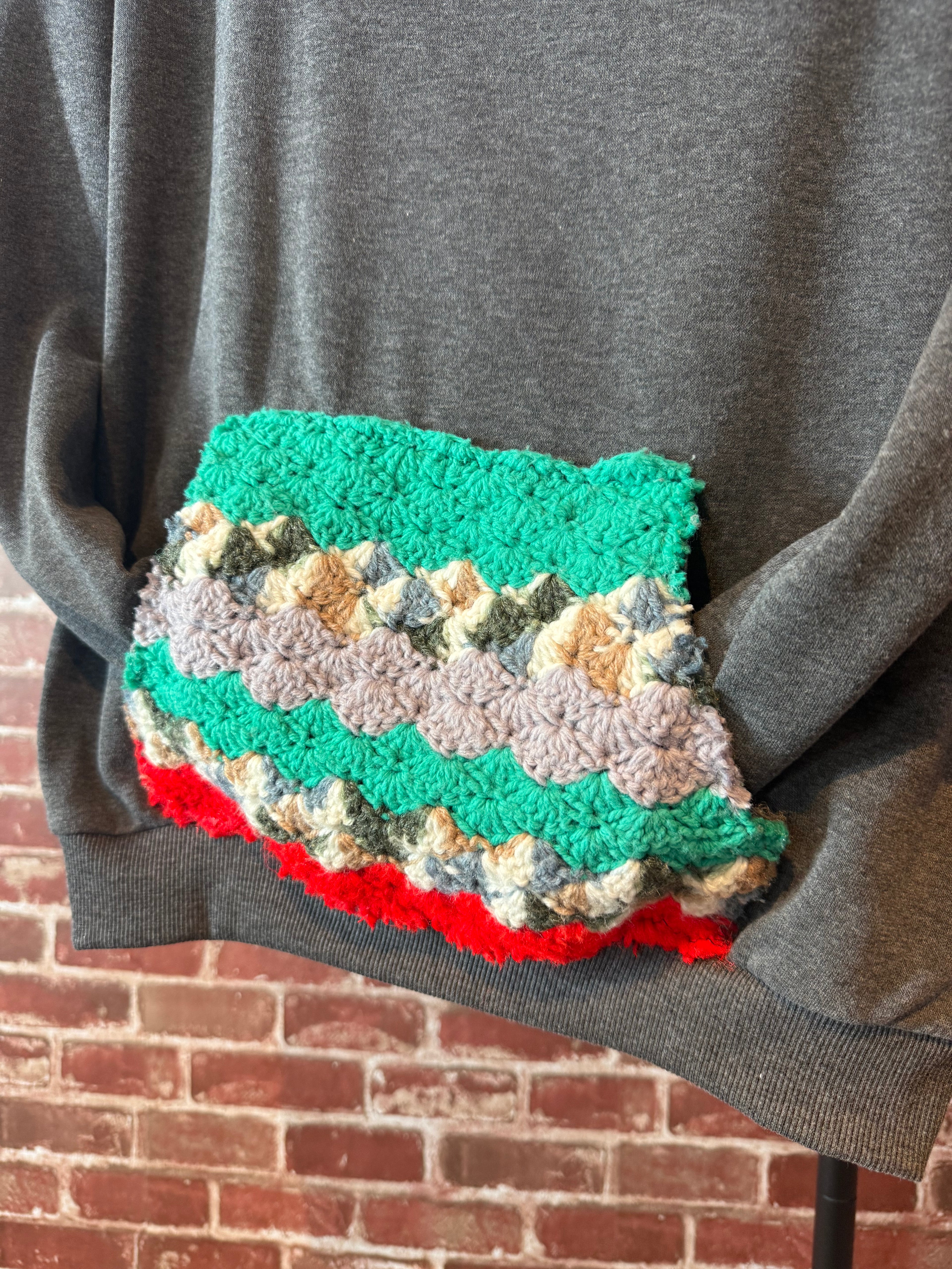 Afghan Pocket Hoodie Gray- Small