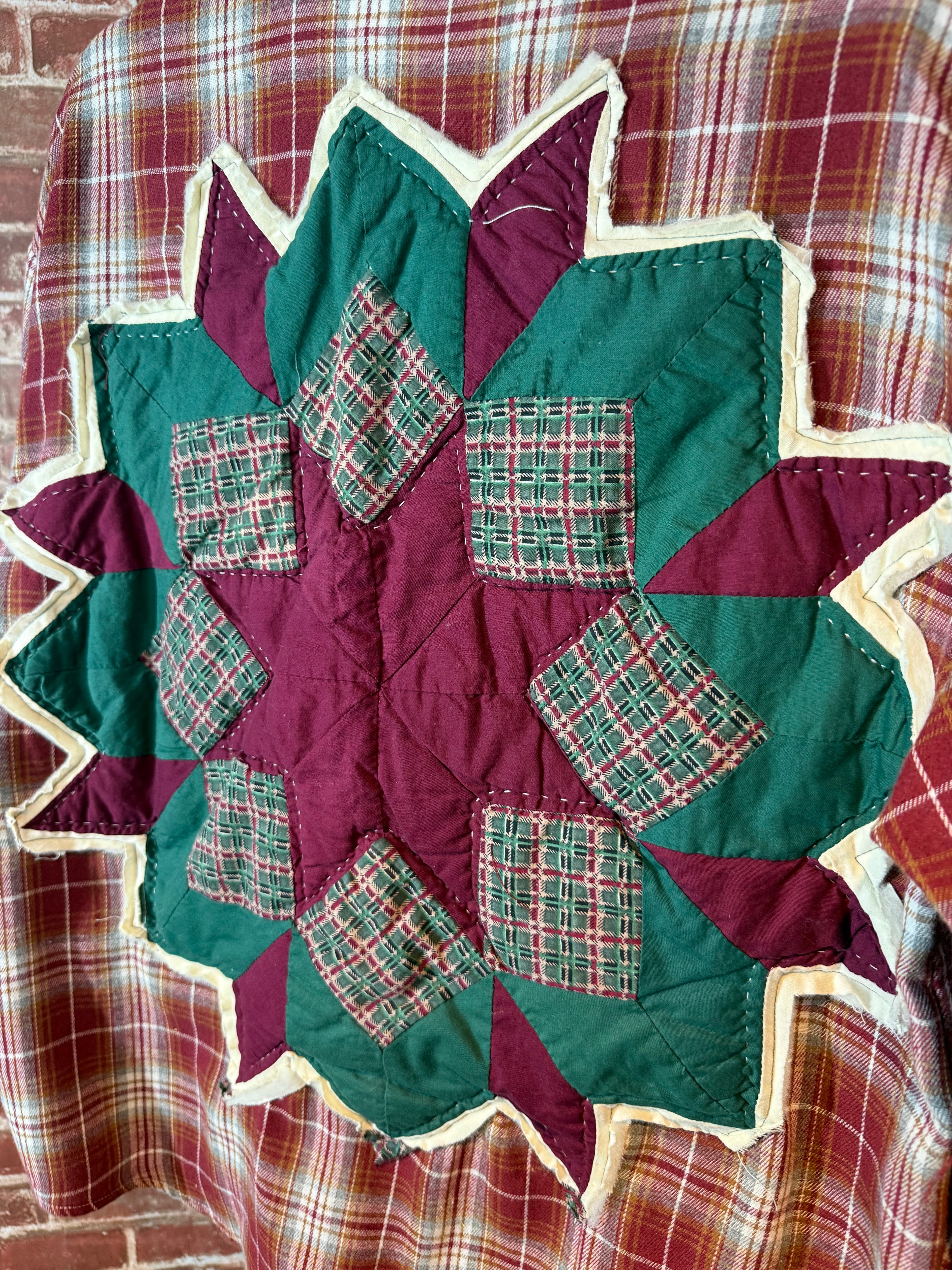 Red Plaid Long Sleeve with Quilted Back-XLarge