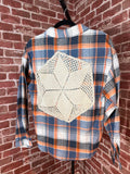 Navy/Orange Long Sleeve with Quilted Back- Medium