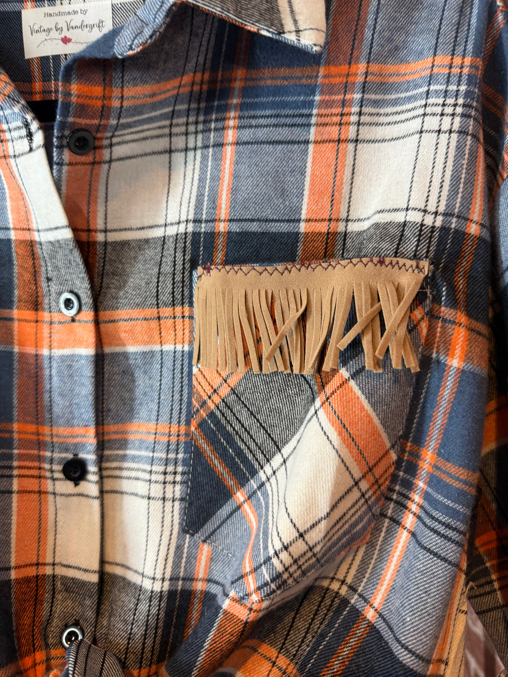 Navy/Orange Long Sleeve with Quilted Back- Medium