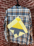 Blue/Orange Long Sleeve with Quilted Back- Large