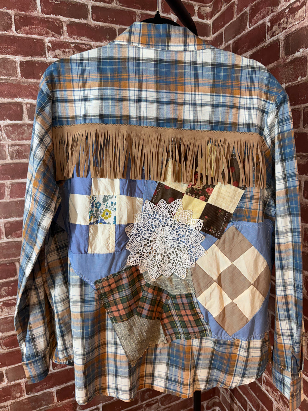 Blue/Orange Long Sleeve with Quilted Back- Medium