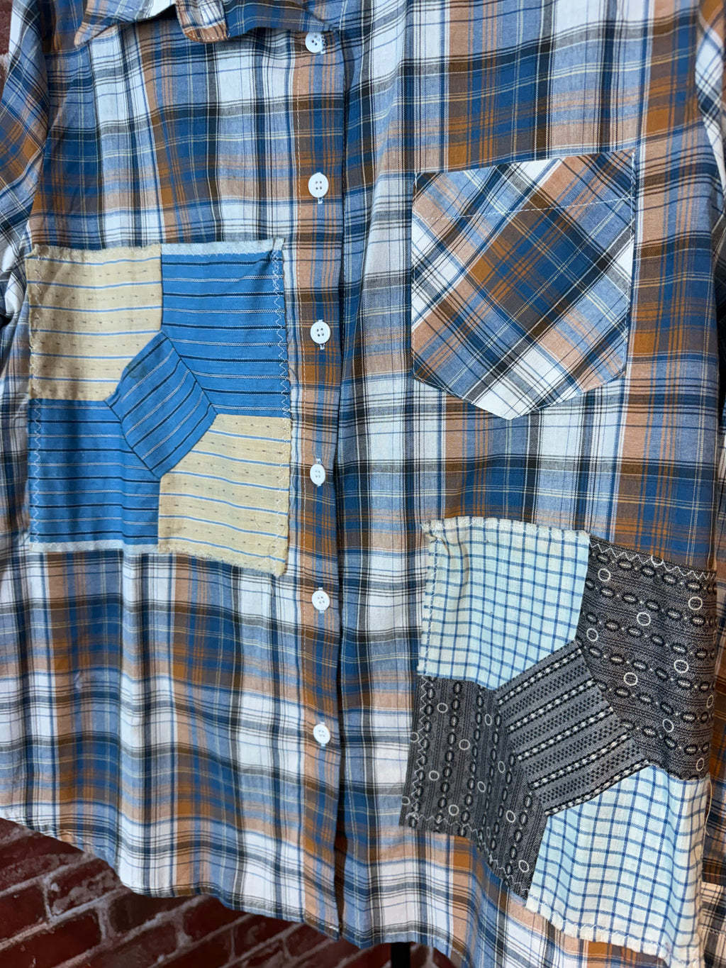Blue/Orange Long Sleeve with Quilted Back- Medium