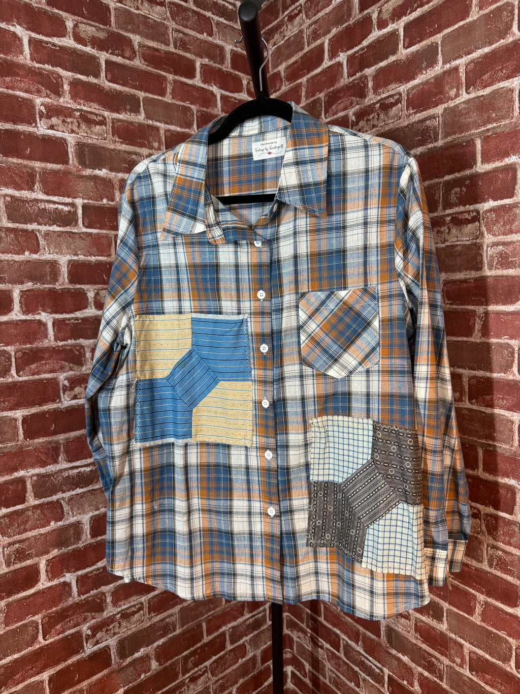 Blue/Orange Long Sleeve with Quilted Back- Medium