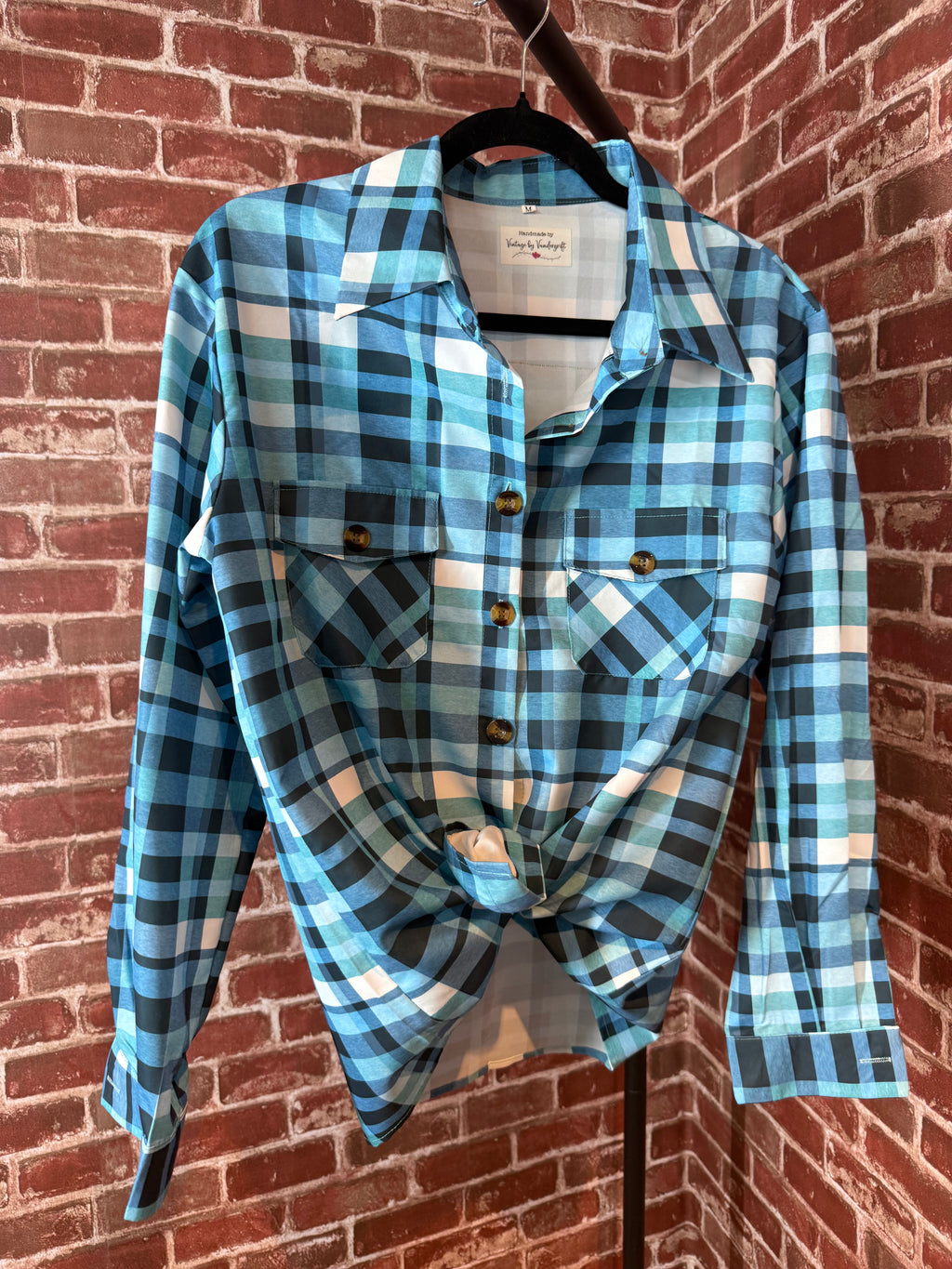 Blue Long Sleeve with Quilted Back- Medium