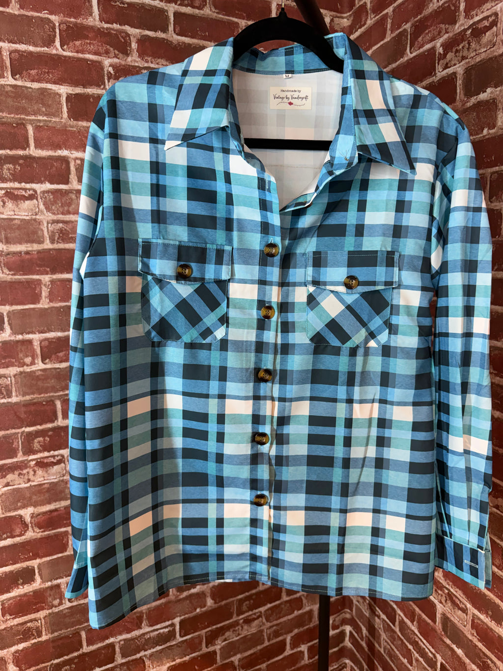 Blue Long Sleeve with Quilted Back- Medium