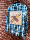 Blue Long Sleeve with Quilted Back- Large