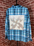 Blue Long Sleeve with Quilted Back- XLarge