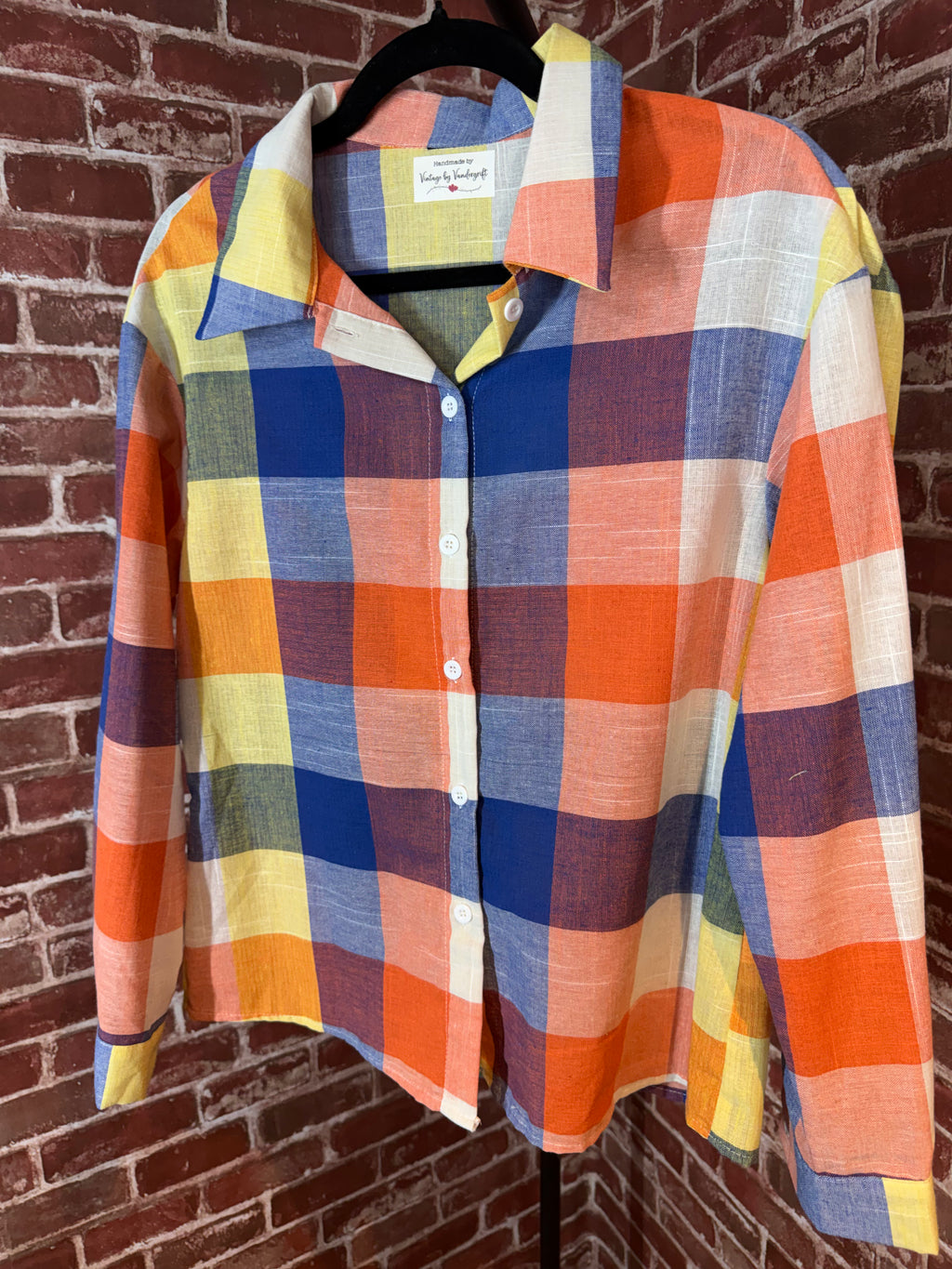 Orange/Blue/Yellow Long Sleeve with Quilted Back- Small