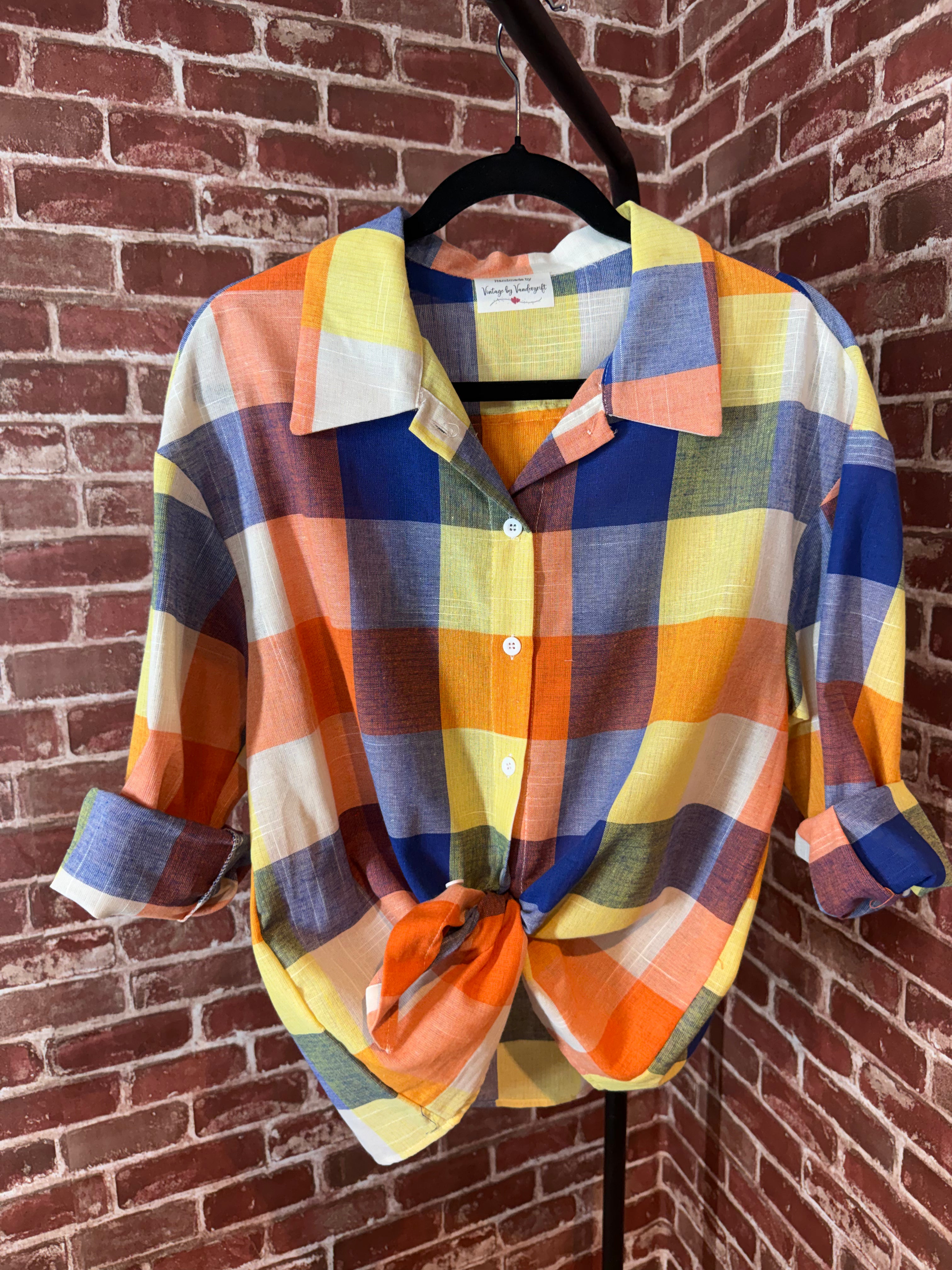 Orange/Blue/Yellow Long Sleeve with Quilted Back- XLarge