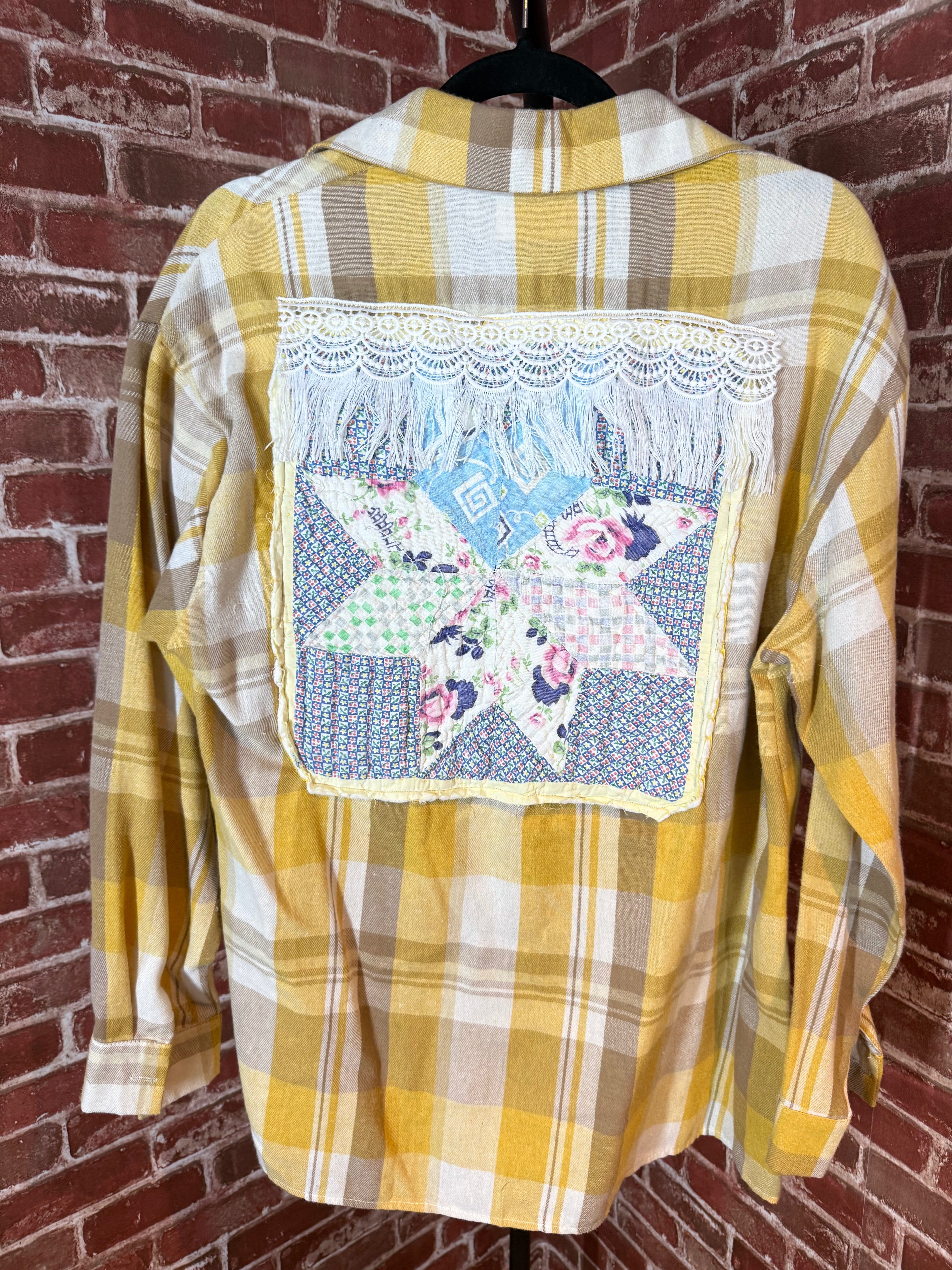 Yellow Long Sleeve with Quilted Back- Large