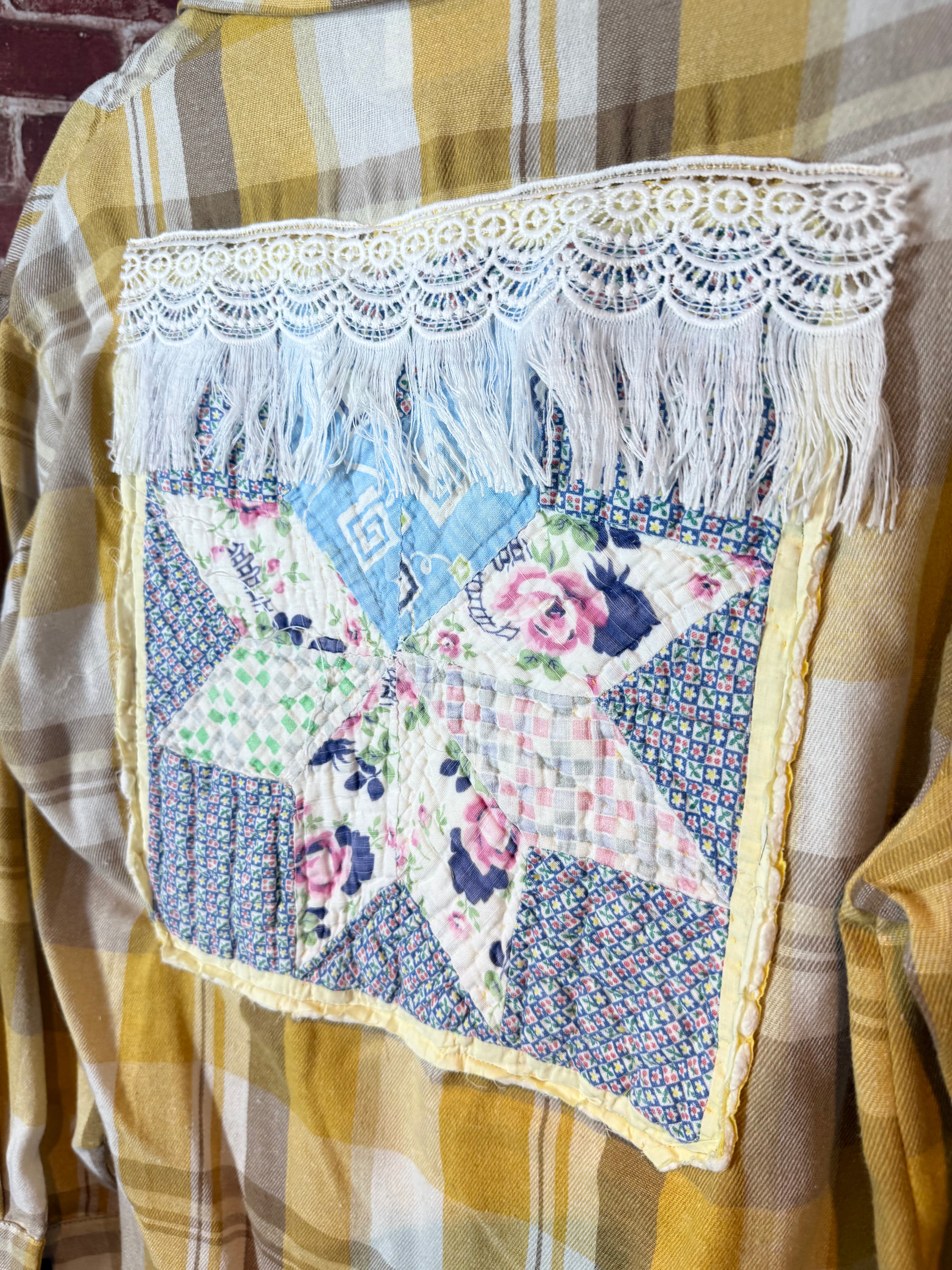 Yellow Long Sleeve with Quilted Back- Large