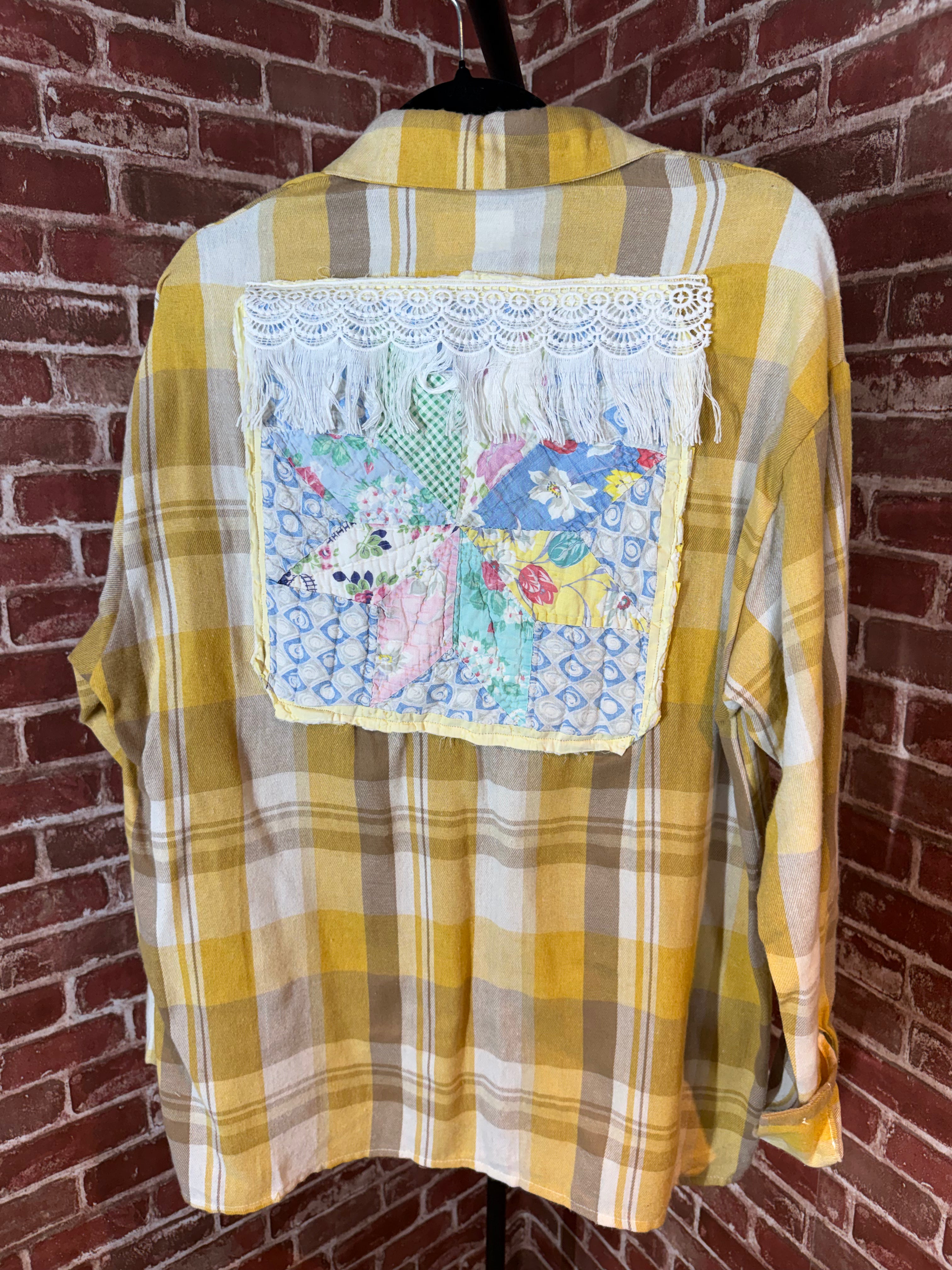 Yellow Long Sleeve with Quilted Back- XLarge