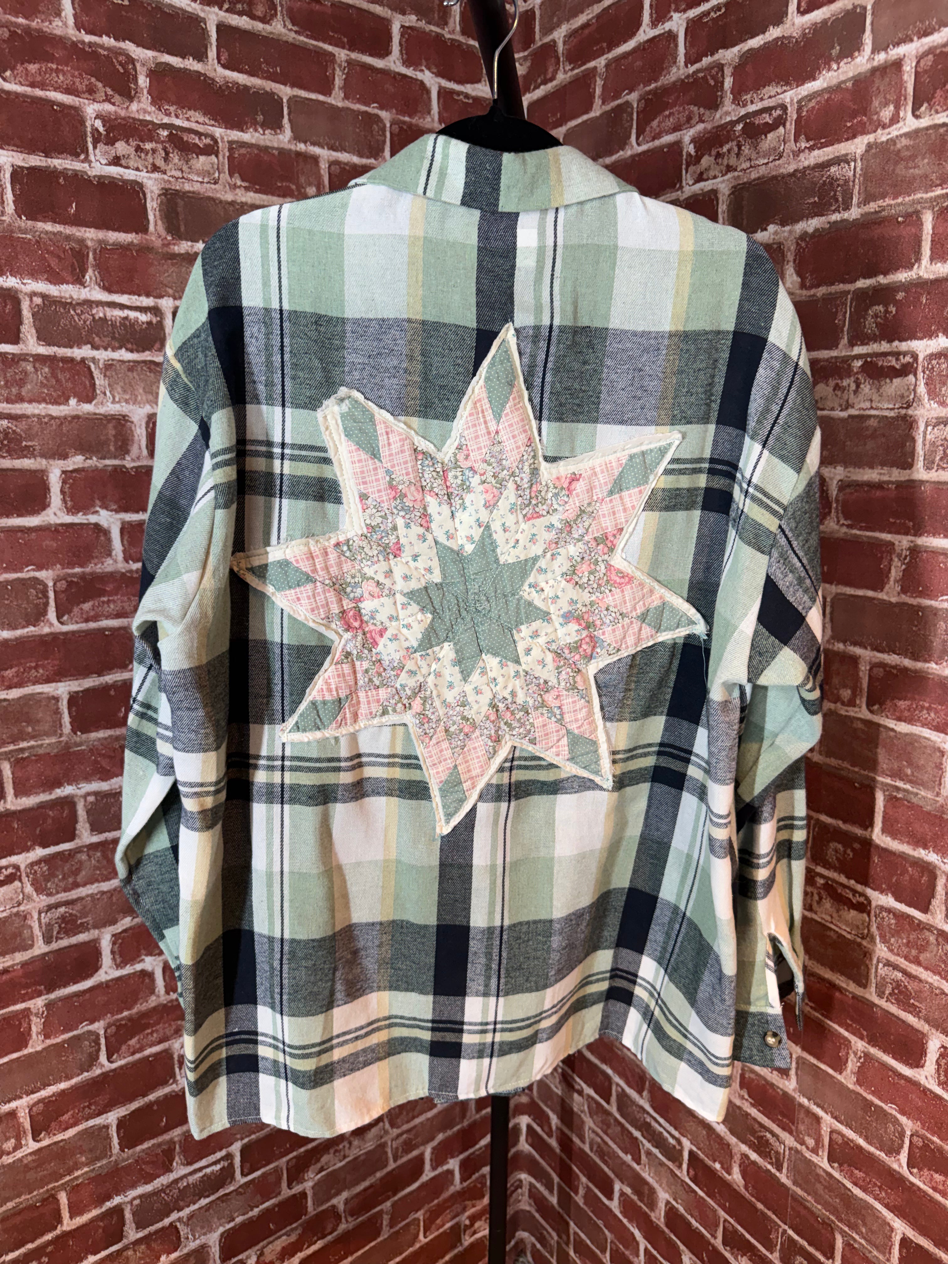 Sage Green Long Sleeve with Quilted Back- XLarge