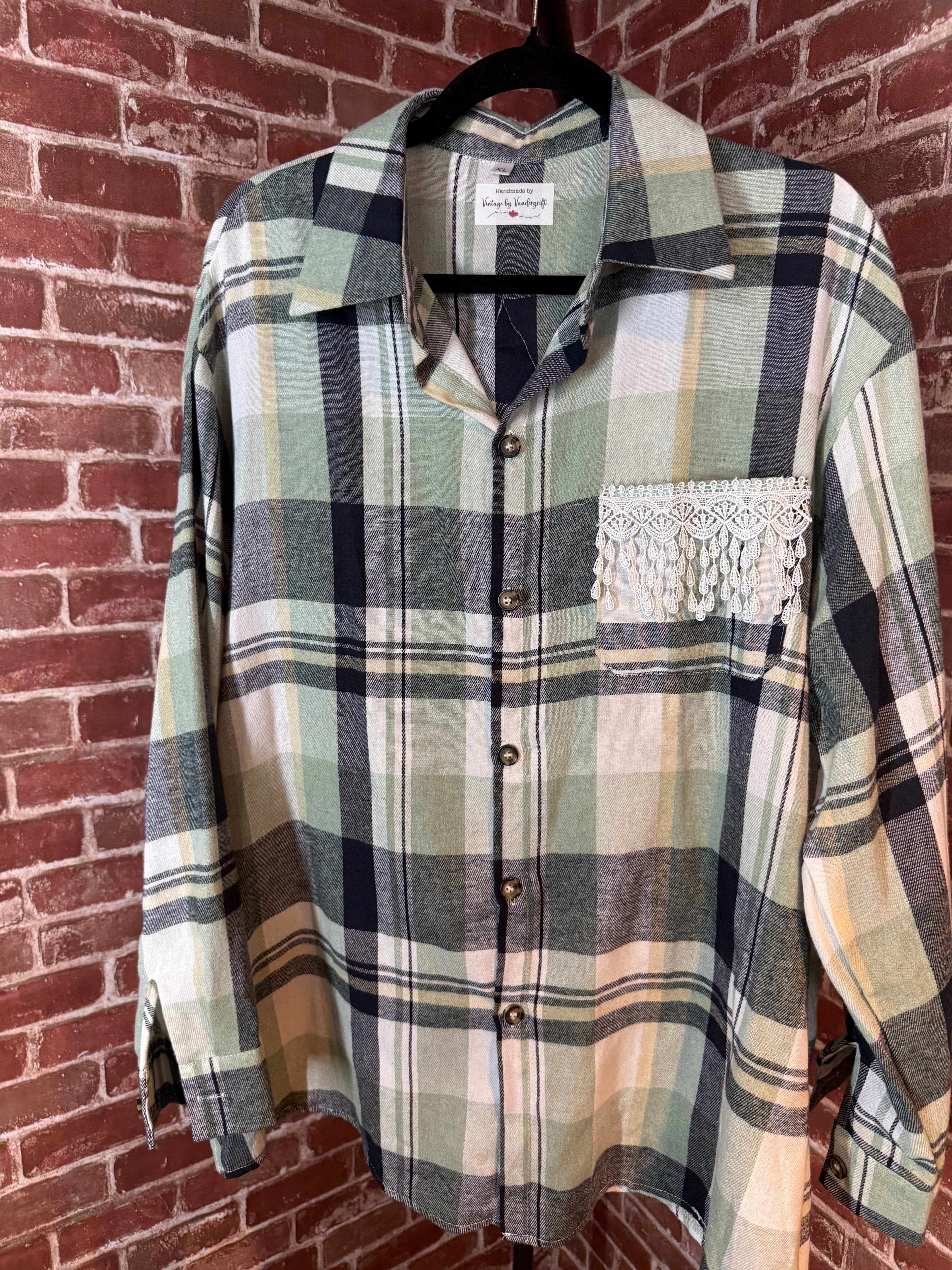 Sage Green Long Sleeve with Quilted Back- XLarge